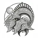 spartan helmet mountain outline tattoo design idea