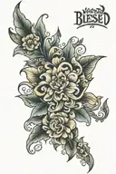 Words blessed tattoo design idea