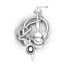 A stethoscope intertwined with a lifeline symbolizing the connection between nursing and boating tattoo design idea