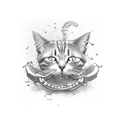 cat half dead half alive and poison inside one box tattoo design idea