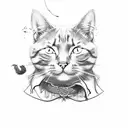 cat half desde half alive and poison inside one box tattoo design idea