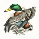 mallard duck flying tattoo design idea