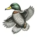 mallard duck flying tattoo design idea