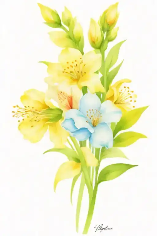birth flower bouquet March, July, August, October   tattoo design idea