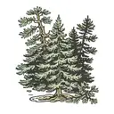 evergreen tree, dark, life tattoo design idea