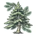 evergreen tree, dark, life tattoo design idea