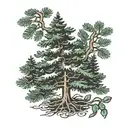 evergreen tree, dark, life tattoo design idea