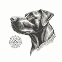 black labrador dog with white chest and one blue eye tattoo design idea