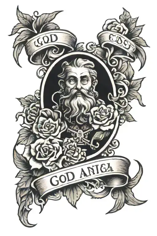 god and a meaningful quote tattoo design idea