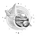 Neptune, Pisces, Moon, Star tattoo design idea