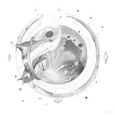 Neptune, Pisces, Moon, Star tattoo design idea