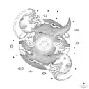 Neptune, Pisces, Moon, Star tattoo design idea