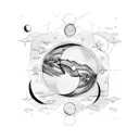 Neptune, Pisces, Moon, Star tattoo design idea