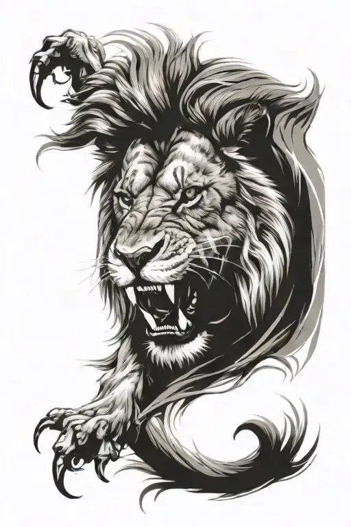 angry Lion tattoo design idea