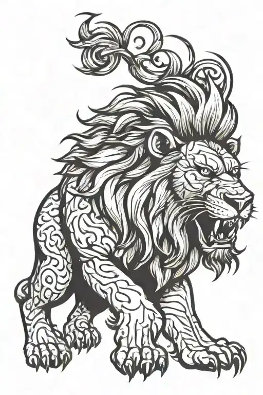 angry Lion tattoo design idea