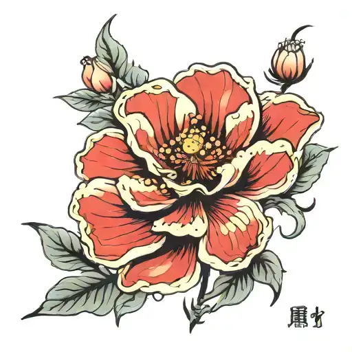 Japanese poppy tattoo design idea