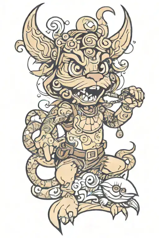 funny cartoon characters tattoo design idea