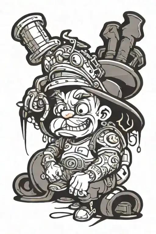 funny cartoon characters tattoo design idea