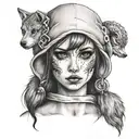  girl in sheeps clothing with wolf tattoo design idea