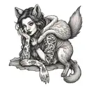  girl in sheeps clothing with wolf tattoo design idea