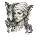  girl in sheeps clothing with wolf tattoo design idea