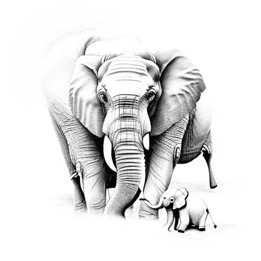 5 Elephant family tattoo design idea