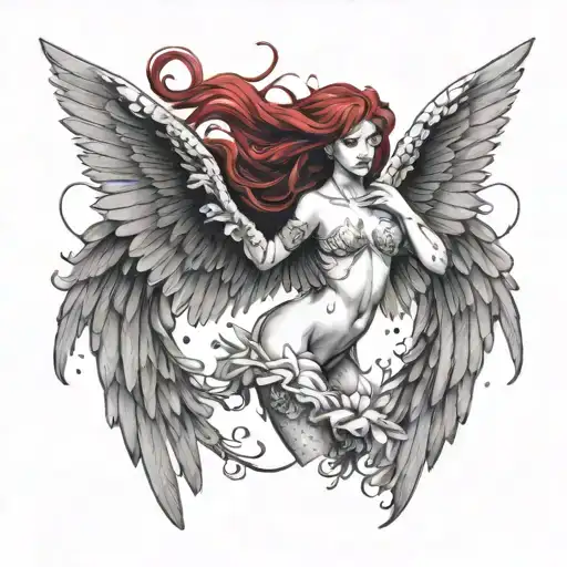 RIAS GREMORY FLYING WITH ANGEL WINGS tattoo design idea