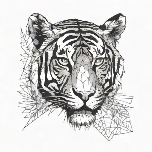 drug overdose divin nature tiger head tattoo design idea