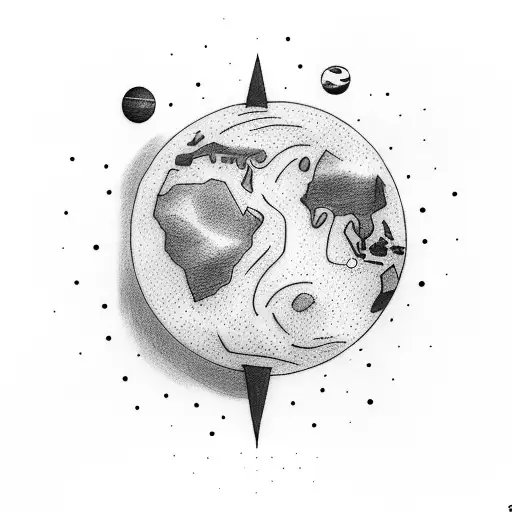 street light surrounded with space and earth  tattoo design idea