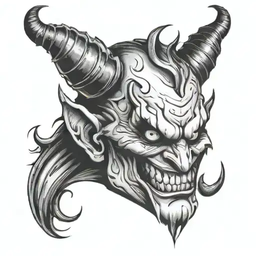 devil with joker face  tattoo design idea