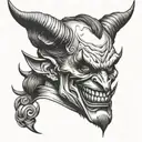 devil with joker face  tattoo design idea