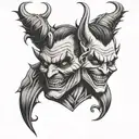 devil with joker face  tattoo design idea