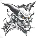 devil with joker face  tattoo design idea