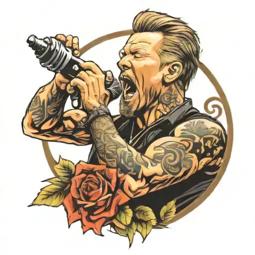 james hetfield cards, microphone  tattoo design idea
