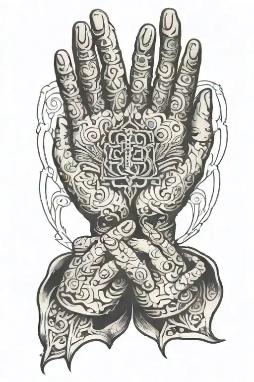 hardcobrothers keeper prayer hands tattoo design idea