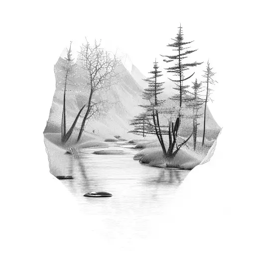 river flowing from empty tomb tattoo design idea
