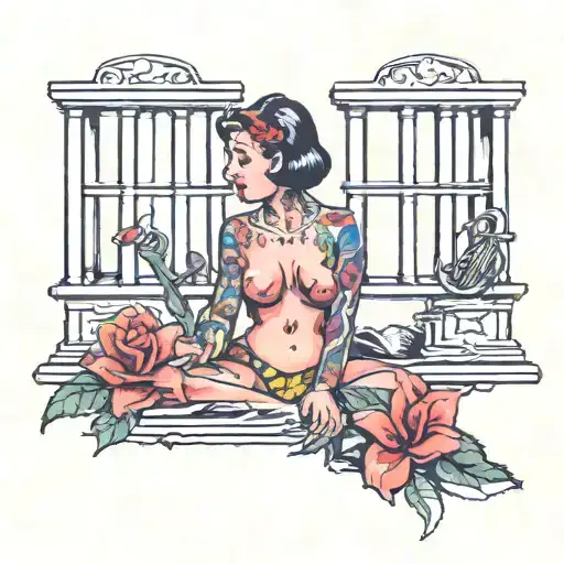 17 behind jail bars tattoo design idea