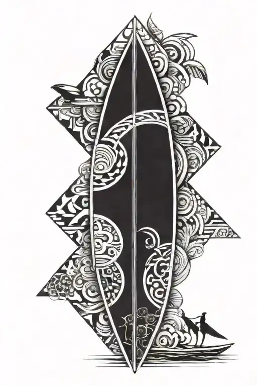surf board tattoo design idea
