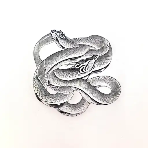 two snakes, intertwined, upright, tail to head, thigh peice, japanese traditional style tattoo design idea
