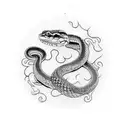two snakes, intertwined, upright, tail to head, thigh peice, japanese traditional style tattoo design idea
