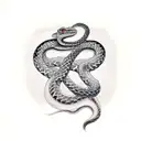 two snakes, intertwined, upright, tail to head, thigh peice, japanese traditional style tattoo design idea