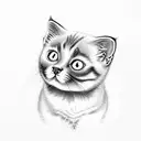 fat kitten, black kitten and Siamese cat whose tail forms an N tattoo design idea