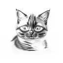 fat kitten, black kitten and Siamese cat whose tail forms an N tattoo design idea