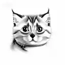 fat kitten, black kitten and Siamese cat whose tail forms an N tattoo design idea