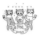 3 cats. whose tail forms the name "Natalia" tattoo design idea