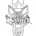 3 cats. whose tail forms the name "Natalia" tattoo design idea