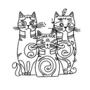 3 cats. whose tail forms the name "Natalia" tattoo design idea