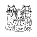 3 cats. whose tail forms the name "Natalia" tattoo design idea