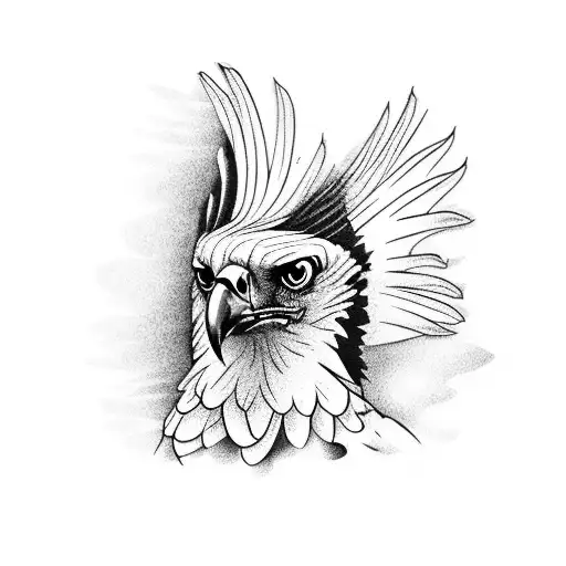 A majestic harpy eagle at night tattoo design idea