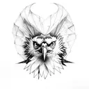 A majestic harpy eagle perched on a tree branch in a moonlit forest tattoo design idea